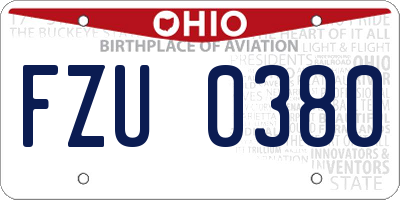 OH license plate FZU0380
