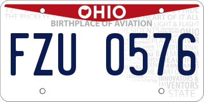 OH license plate FZU0576