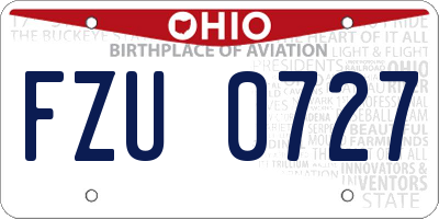 OH license plate FZU0727