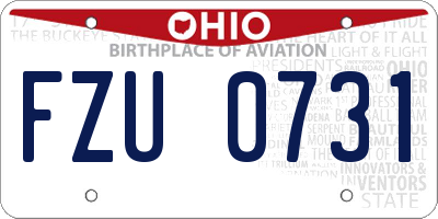 OH license plate FZU0731