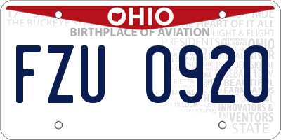 OH license plate FZU0920