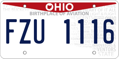OH license plate FZU1116
