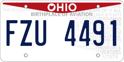 OH license plate FZU4491