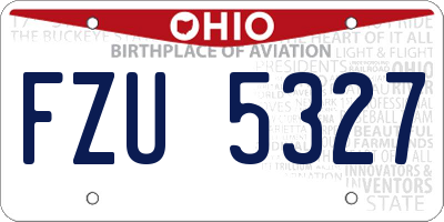 OH license plate FZU5327