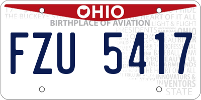 OH license plate FZU5417