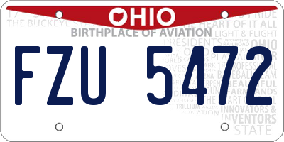 OH license plate FZU5472