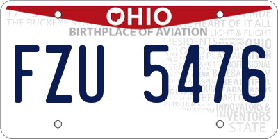 OH license plate FZU5476