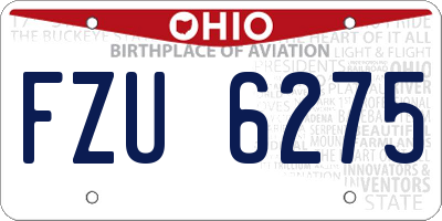 OH license plate FZU6275