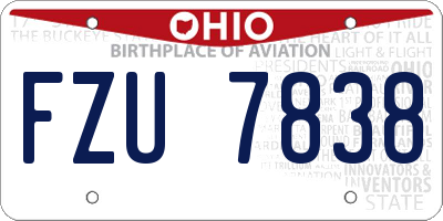 OH license plate FZU7838