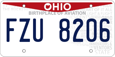 OH license plate FZU8206