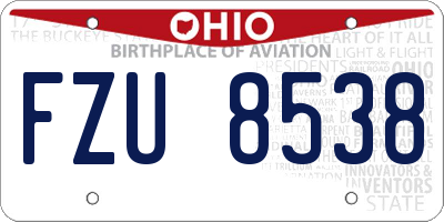 OH license plate FZU8538