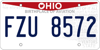 OH license plate FZU8572