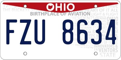 OH license plate FZU8634
