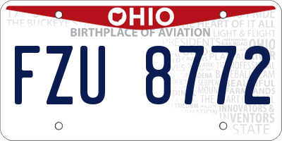 OH license plate FZU8772