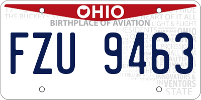 OH license plate FZU9463