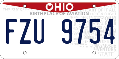 OH license plate FZU9754