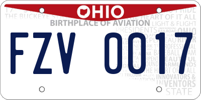 OH license plate FZV0017