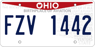 OH license plate FZV1442