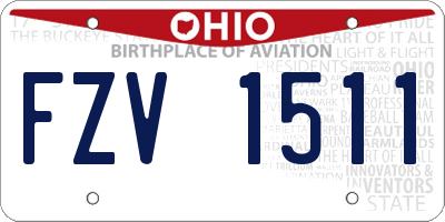 OH license plate FZV1511