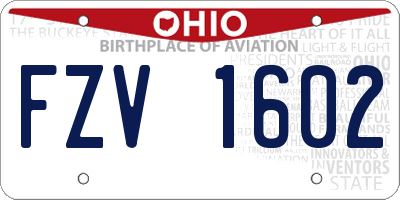 OH license plate FZV1602