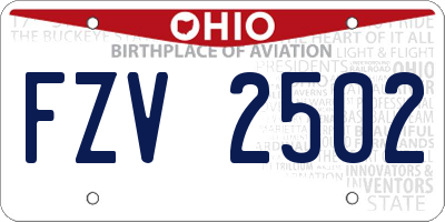 OH license plate FZV2502