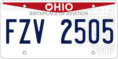 OH license plate FZV2505