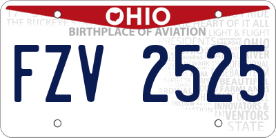 OH license plate FZV2525