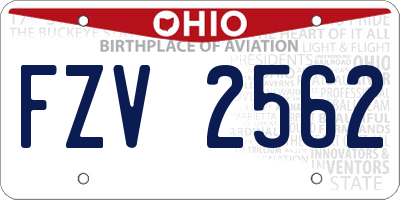 OH license plate FZV2562