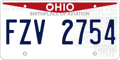 OH license plate FZV2754
