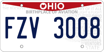 OH license plate FZV3008