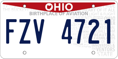OH license plate FZV4721