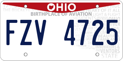 OH license plate FZV4725