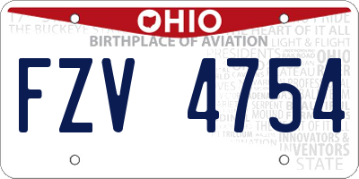 OH license plate FZV4754