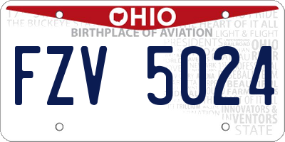 OH license plate FZV5024