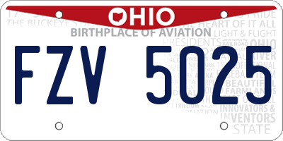OH license plate FZV5025