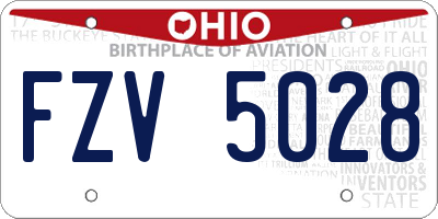 OH license plate FZV5028