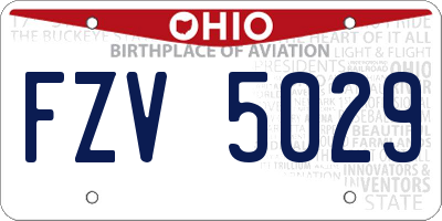 OH license plate FZV5029