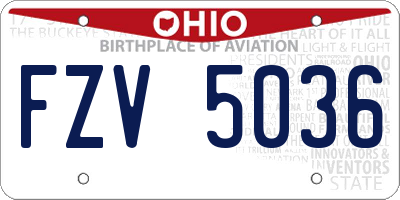 OH license plate FZV5036