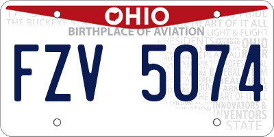 OH license plate FZV5074