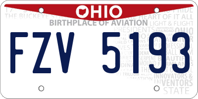 OH license plate FZV5193