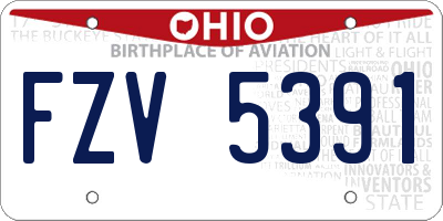 OH license plate FZV5391