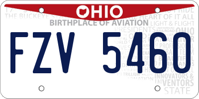 OH license plate FZV5460