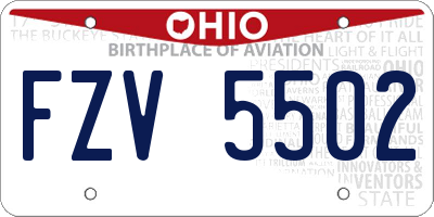 OH license plate FZV5502