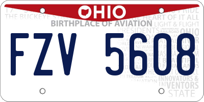 OH license plate FZV5608