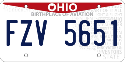 OH license plate FZV5651