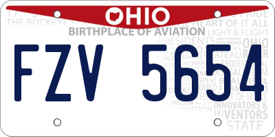 OH license plate FZV5654