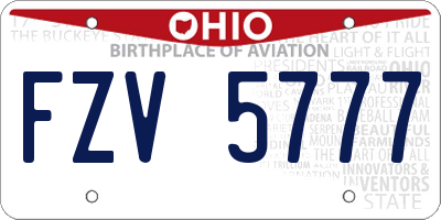 OH license plate FZV5777