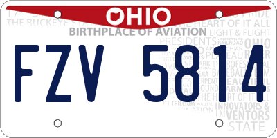 OH license plate FZV5814