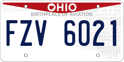 OH license plate FZV6021