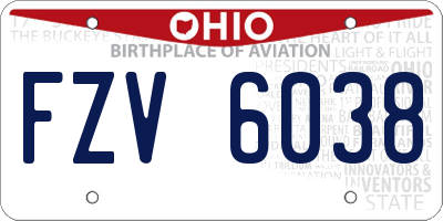 OH license plate FZV6038